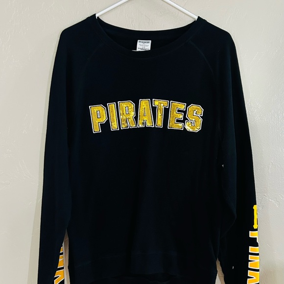 PINK Victoria's Secret Tops - Victoria’s Secret PINK Pittsburgh Pirates Sequin Logo Long Sleeve Sweatshirt